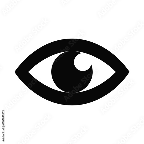 Simple black silhouette of an open eye with pupil