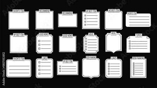 Collection of various clipboard icons isolated on white background