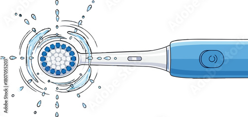 Vibrant Electric Toothbrush Bristles Surrounded by Sparkling Water Splashes