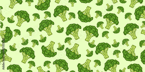 Green Broccoli seamless pattern vegetable food background vector illustration graphic design flat design white background