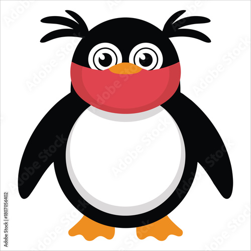 Cartoon rockhopper penguin wearing a mask isolated on