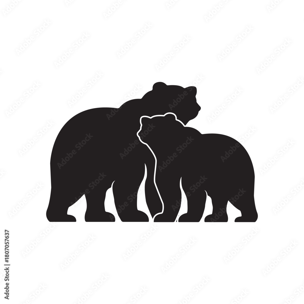 Obraz premium Bear vector silhouette art illustration bundle