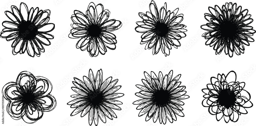 Obraz premium Set of Artistic Floral Sketches with Diverse Styles and Delicate Details