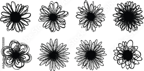 Set of Artistic Floral Sketches with Diverse Styles and Delicate Details