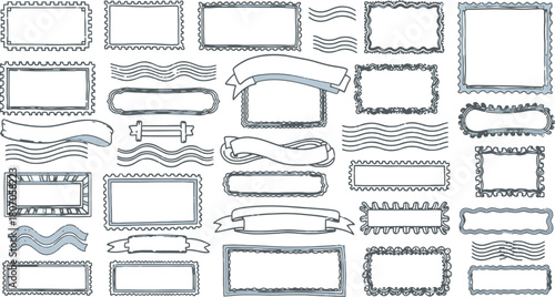 Assorted doodle frames and banners vector, a collection of sketched elements