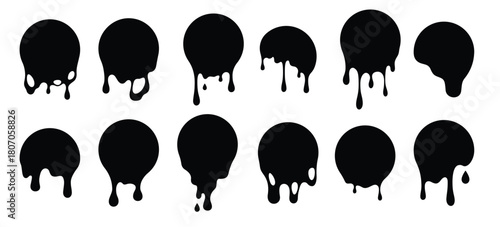 paint drip circle melted liquid splatter black paint