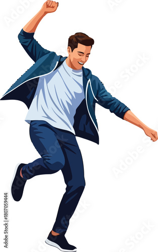 Dynamic depiction of a young man in motion, showcasing youthful energy