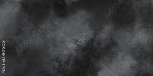 black watercolor texture smoke background. abstract dark smoky background. vintage gray powder explosion on black background. fog isolated overlay design.	