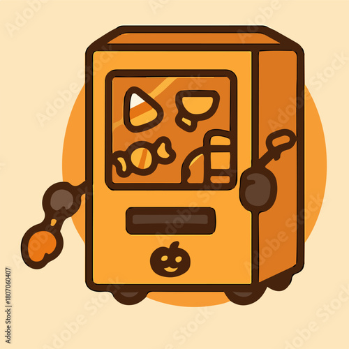 Pumpkin candy vending machine spooky snack dispenser halloween icon