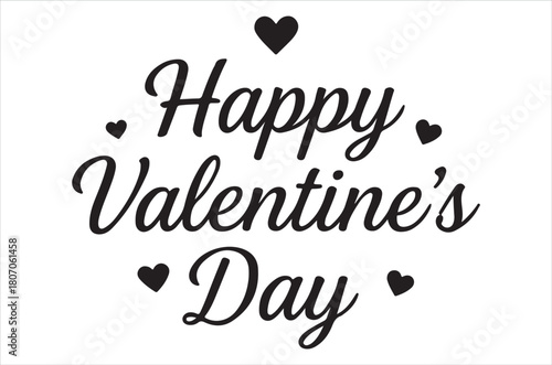 Happy valentine s day text with decorative hearts on a white background