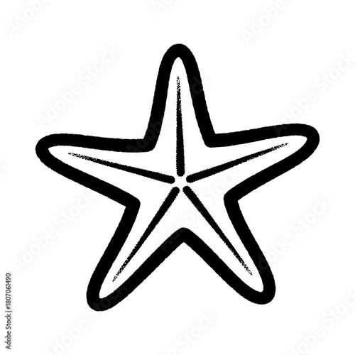 Starfish Outline Black and White Sea Life Illustration