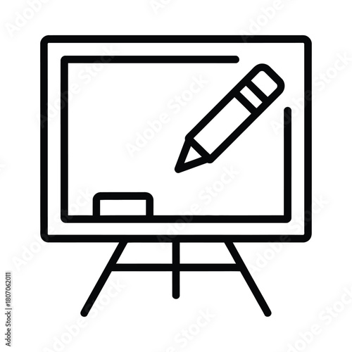 Whiteboard with pencil and eraser icon on an easel