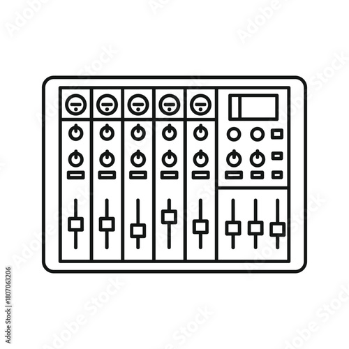 Line art icon of a mixing console isolated on