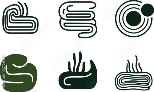seaweed roll icon set silhouette style minimal vector art illustration on a white background
