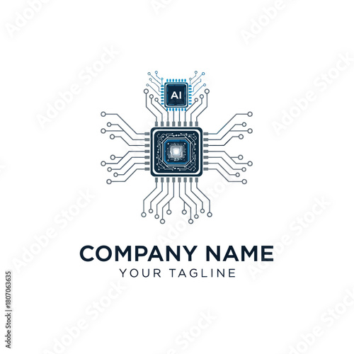 AI Microchip Circuit Board Design for Technology Company Logo.