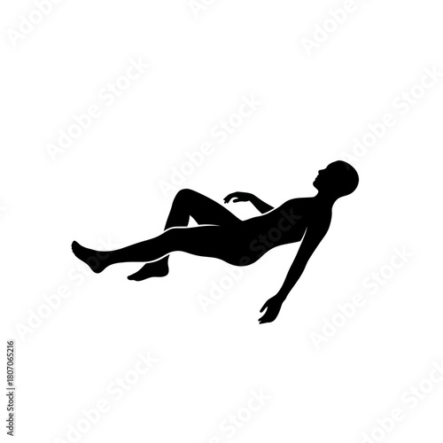 Silhouette of a Person Floating in Space or Water.