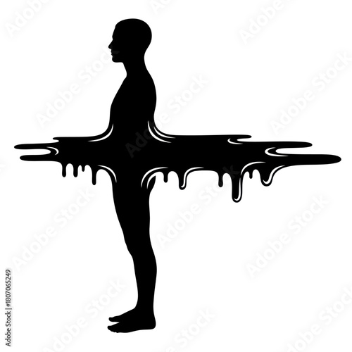 Silhouette of a Person with Dripping Paint Effect.
