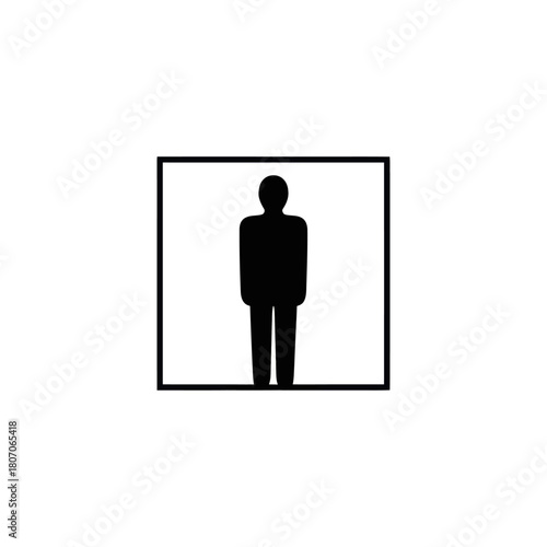 Simple Silhouette of a Person Standing Inside a Square Frame.