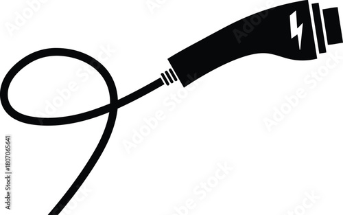electric vehicle, ev, charging, plug, cable, connector, electricity, power, energy, sustainable, technology, transportation, icon, symbol, silhouette, black and white, clean energy, automotive, car, c