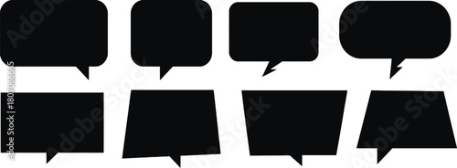 speech bubble, thought bubble, silhouette, black, shape, communication, dialogue, conversation, message, idea, thinking, blank, empty, graphic, icon, design element, isolated, white background, comic,