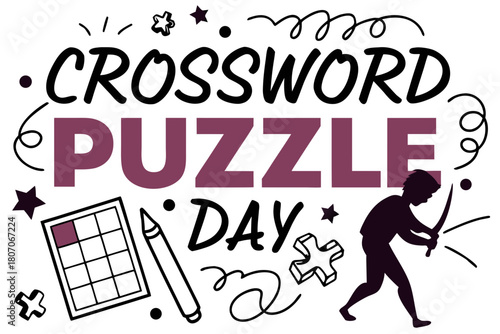 CROSSWORD PUZZLE DAY vector illustration isolated on white background