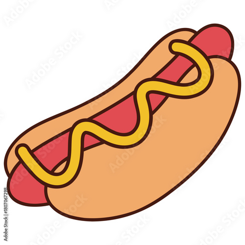 Cartoon Hotdog with Mustard Illustration