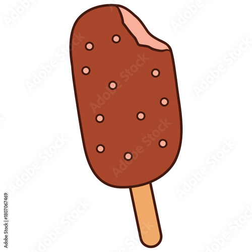 Bitten Chocolate Ice Cream Bar Illustration