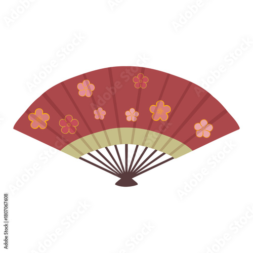 梅柄の扇子のイラスト