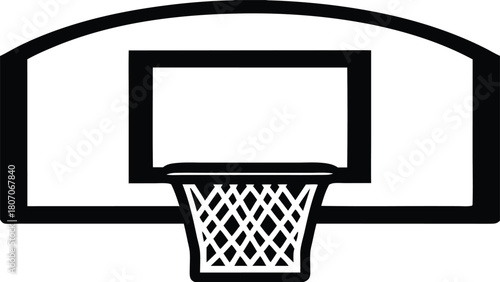 Minimalist Black and White Basketball Hoop Vector Illustration for Sport and Recreation Design Resources.                                             