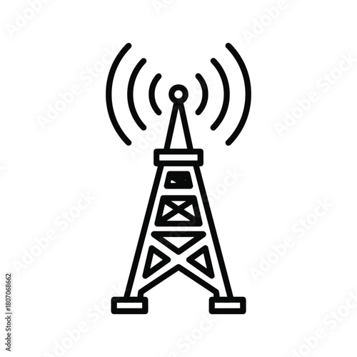 Communication tower with radio waves, isolated on