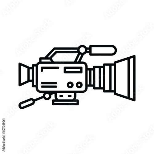 Professional video camera, isolated on