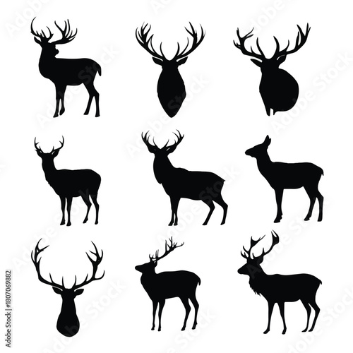 deer silhouettes set