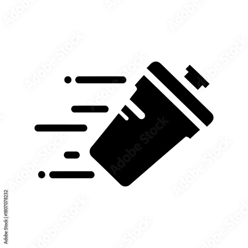 Protein Shaker Illustration: Sports, Fitness Icon in Black Silhouette