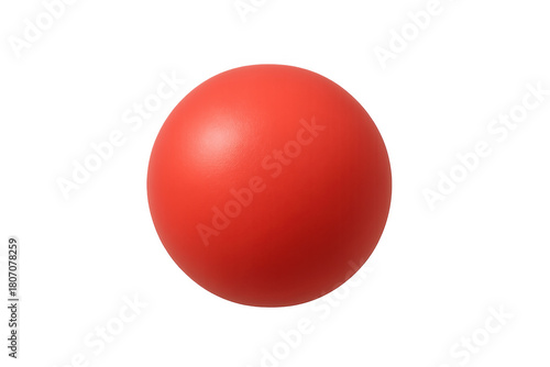 Red sphere displaying 3d geometric shape and physics concept, floating on a transparent background, smooth surface design
