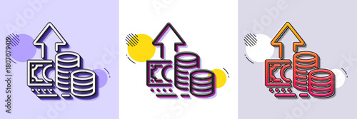 Inflation line icon. Halftone dotted pattern. Gradient icon with grain shadow. Growth or Increase price sign. Change money symbol. Line inflation icon. Various designs. Vector