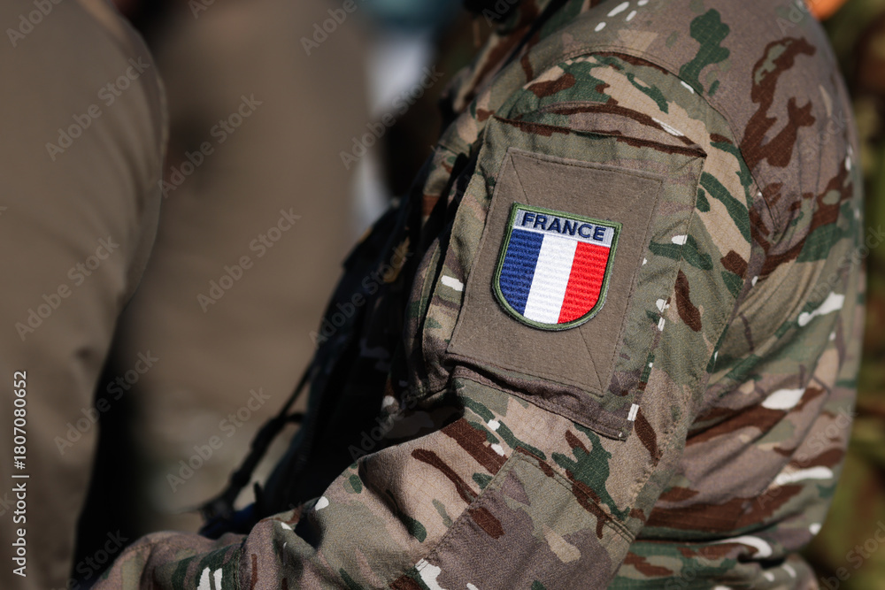 Fototapeta premium French soldier in combat gear during a military exercise.