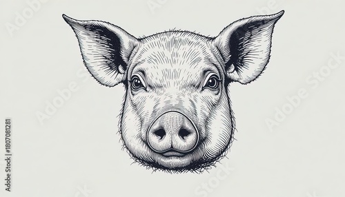 Charming hand-drawn pig illustration for farm-to-table branding and rustic designs, perfect for packaging, logos, and animal-themed projects
