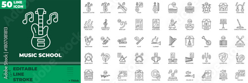 Music School Line  Editable Icons set