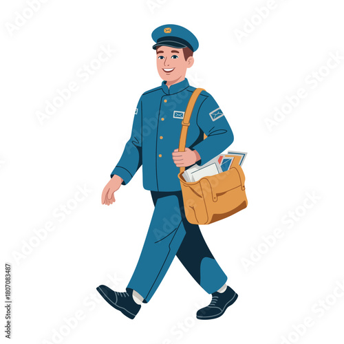 Mail carrier with mail bag transparent background
