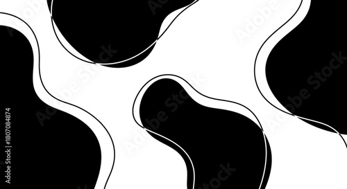 minimal black and white organic abstract shapes background vector