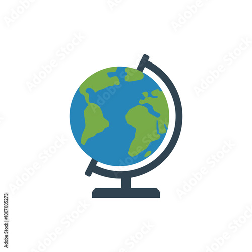 Desk Globe Icon Vector on White Background