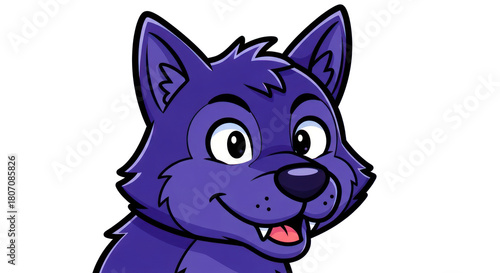 Cartoon Blue Wolf Illustration