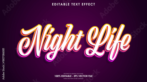 Night Life Text Effect Design with Editable Style