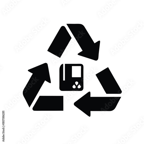 Liquid Container Within Recycling Symbol: Eco-Friendly Packaging and Waste Management Icon                                                            
