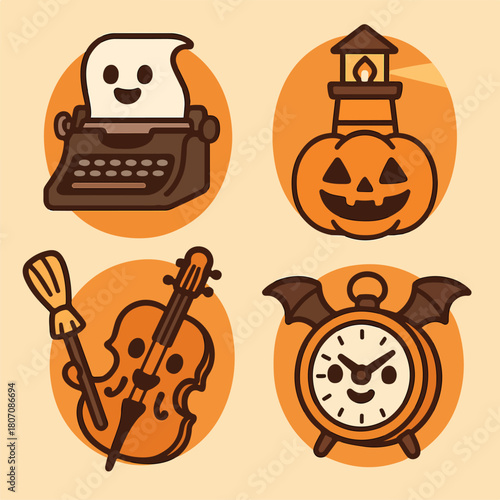 Pumpkin ferris wheel carnival ride cute halloween amusement badge