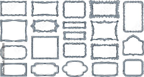 Variety of decorative hand drawn picture frames for creative presentation
