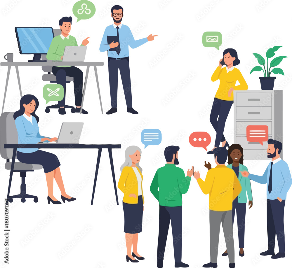 Obraz premium Diverse business professionals collaborating and communicating in workplace office