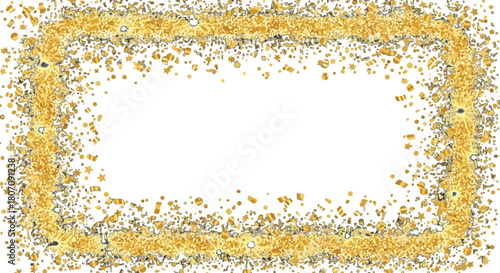 Festive Golden Confetti Frame with White Space for Celebrations