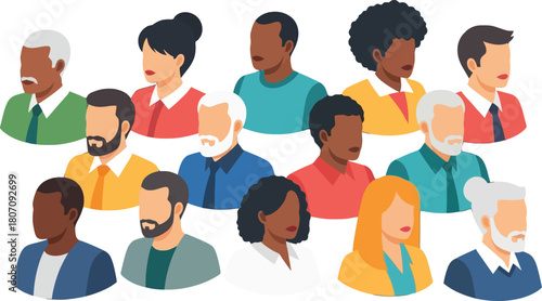 Diverse group of people illustration representing society and organization