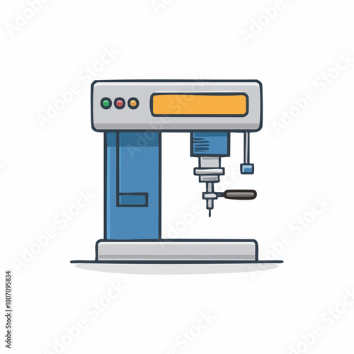 Isolated Drill Press Illustration Metalworking Machine Hand Operated Equipment